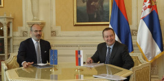 21 June 2021 National Assembly Speaker Ivica Dacic and the Head of EU Delegation to Serbia Sem Fabrizi